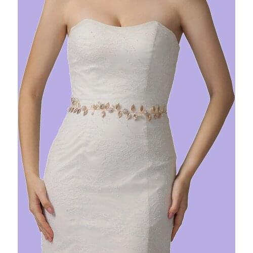 ZMSH110 Flower Bridal Sash Belt Golden Leaves Womens Sash Prom Belt Flowers for Dresses Pearl Embellished Belts for Gowns