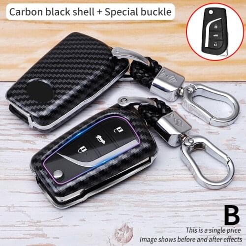 Durable tough Fashion Remote Car Key Holder Full Cover Case For Hilux Revo Innova Rav4 Fortuner keyring carbon fiber