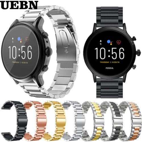 UEBN 22MM Classic Metal Stainless Steel Wrist Band Strap For Fossil Gen 4 Gen 5 Smartwatch Watchband Bracelet Replaceable bands