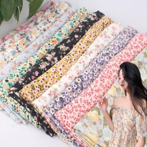 Little Daisy French Floral Chiffon Drape Fabric Liberty Chiffon for Sewing DIY Dress By The Meter