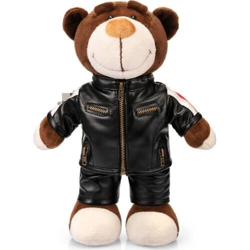 Cute Rally Bear Black Jacket Doll Baby Soft Plush Toys For Children Sleeping Mate Stuffed Baby Toys For Infants Birthday Gift