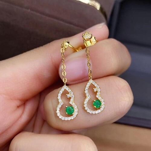 Natural and Real Emerald Earring 925 Sterling Silver Fashion Earring For Women Birthday Best Gift