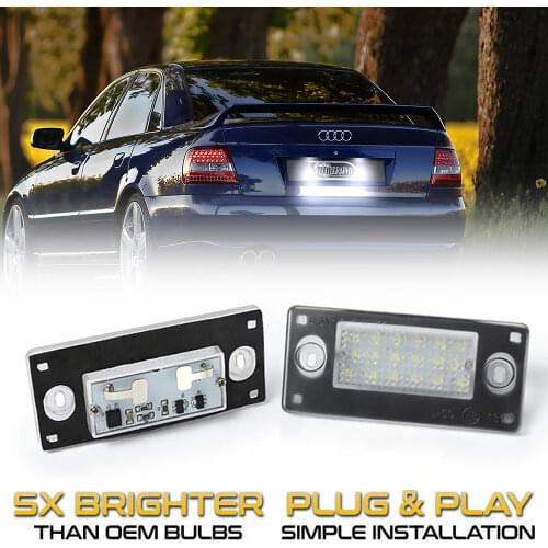 2Pcs Free Error LED Rear Number Plate Light For Audi A3 8L S3 2000-2003 Audi A4 B5 S4 RS4 Avant 1999-2001 OEM#:8D9943021F/G/H