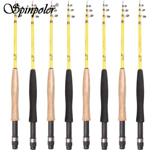 Spinpoler Telescopic Fly Fishing Rod #3 Durable Fiberglass protable 6'6" EVA & Cork grips Spinning Spincast UL salmon Trout Pole
