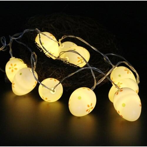 Warm Lights 10LED Easter Egg Lights Wreath String Flower Pattern Battery Lamp For Easter Decoration Home Party Fairy Deco