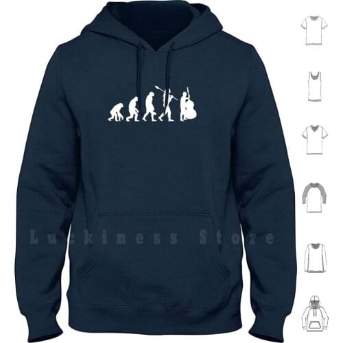 Evolution Of Double Bass Player Hoodie Long Sleeve Double Bass Music Bass Cello Musician Violin Viola Orchestra