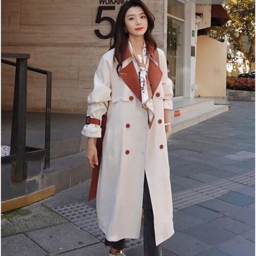 2021 New Spring Autumn Trench Coat Female Fashion Oversize Length Windbreaker Overcoat Women Korean Waist Casual Outerwear Lady