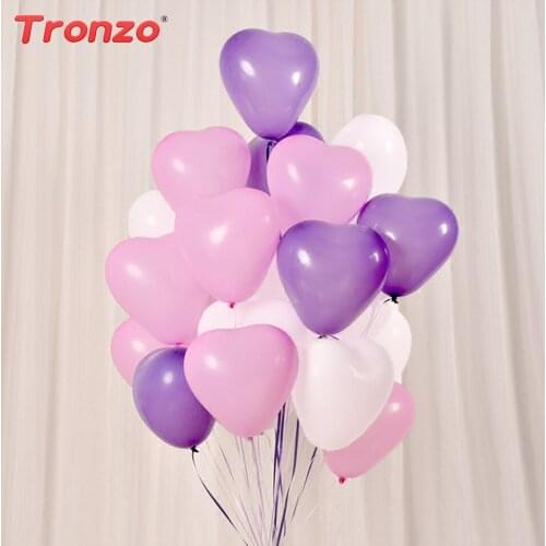 Tronzo Wedding Decoration Helium Balloon Bachelorette Party Bridal Shower 10pcs Purple White Heart Helium Balloons For Wedding