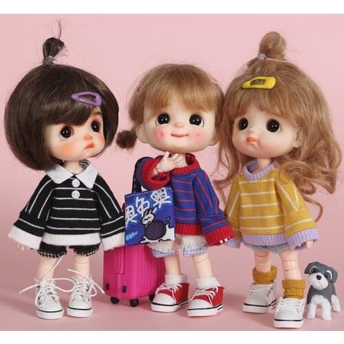 Candy Colors Sweater Doll Clothes long Sleeve Striped Sweatshirt for Ob11,Mollys,obitsu 11,1/12 BJD Doll Clothing Accessories