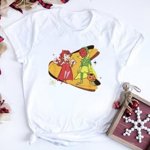 WandaVision Retro Women T-Shirt Funny Scarlet Witch Graphic Tee Wanda & Vision Retro 80s Vintage Tshirt Hipster Top Dropshipping