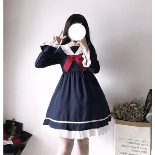NONSAR Japanese Lolita Dress OP Small Cute Dress Schoolgirl Fairy Gothic Lolita Dress Women Kawaii Clothing