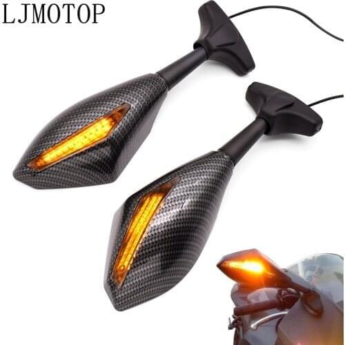 Universal Motorcycle Side Mirrors LED Turn Signal Integrated Mirrors For BMW R1200 RT S ST S1000 R RR XR Ducati SS750 SS800 748