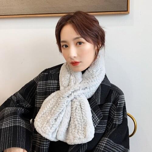Lantafe Rex Rabbit Scarf Women Fur Scarf Real Hair Keep Warm Winter Thick Scarf Neck Warm Weaving Short Fashion Matching