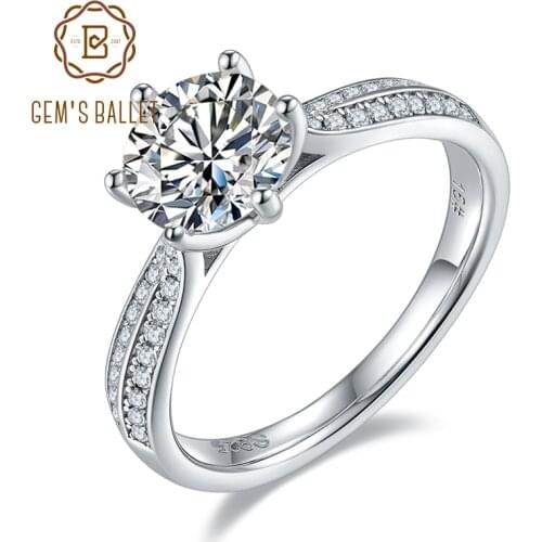 GEMS BALLET 925 Sterling Silver Moissanite Ring 1ct 2ct 3ct Moissanite Diamond Promise Ring Wedding Engagement Ring For Women