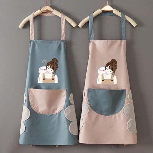 1Pc Kitchen Wipeable Waterproof Oil-Proof Cartoon Wreath Rabbit Kitchen Nail Shop Apron for Women Baking Accessories 68*72cm Hot