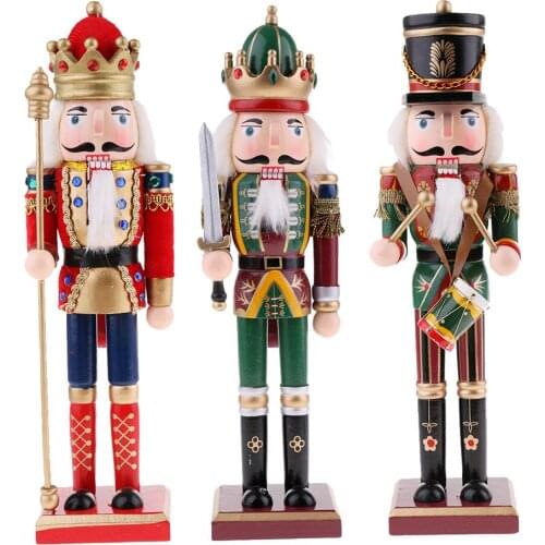 3x Wooden 12inch Nutcracker King & Soldiers Puppet Dolls Christmas Ornaments Home Decor Ornaments