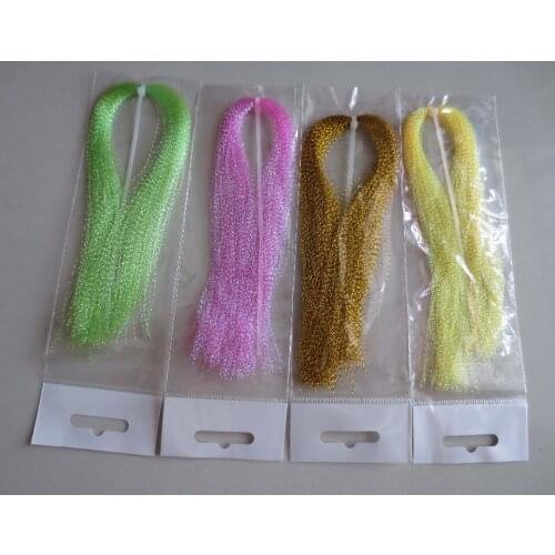4Packs 4 Colors 1g/Hank Crystal Flash Material Holographic Fly Tying Fly Strings Jigs Hooks Lure-making Material