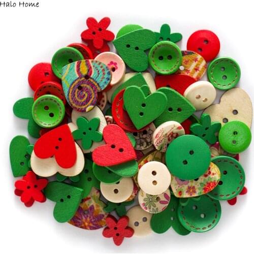 40 Gram Mixed Colourful Cute Wood Button for Sewing Scrapbook Decoration handmade DIY Crafts Childrens Manual Button