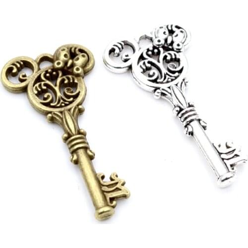 5pcs Charms Vintage Mouse Key 46x22mm Antique Silver Color Bronze Plated Pendants Making DIY Handmade Tibetan Finding Jewelry