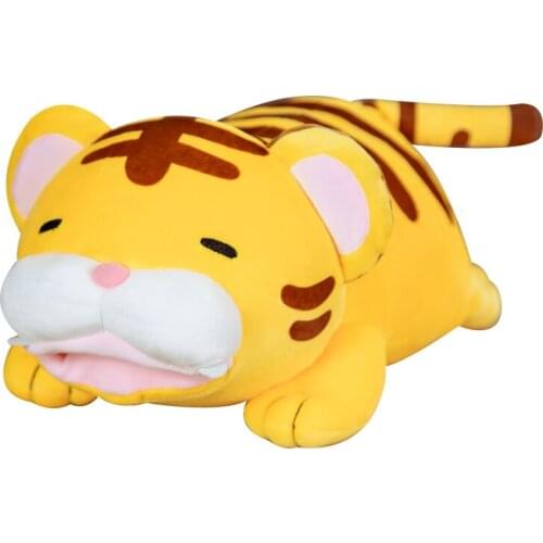 55cm Cotton Fat Lying Tiger Plush Toy Yellow Tiger Doll Fluffy Stuffed Animal Pillow Bed Sofa Children Baby Birthday Xmas Gifts