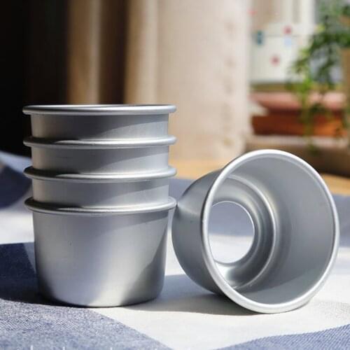 6/8/10pcs Round 2inch Diameter 6cm Mini Cake Mold Aluminium Alloy Removable Bottom Chiffon Cake Pan Pudding Mold Baking Tool