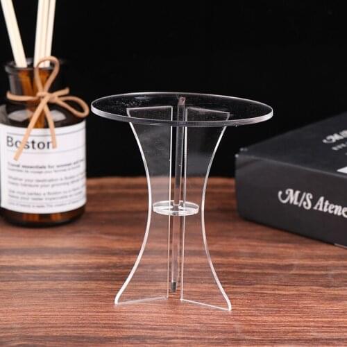 Acrylic Transparent 1/12 Dollhouse Miniature Garden Furniture Simple Round Table Coffee Table Doll House Decor Creative Gift