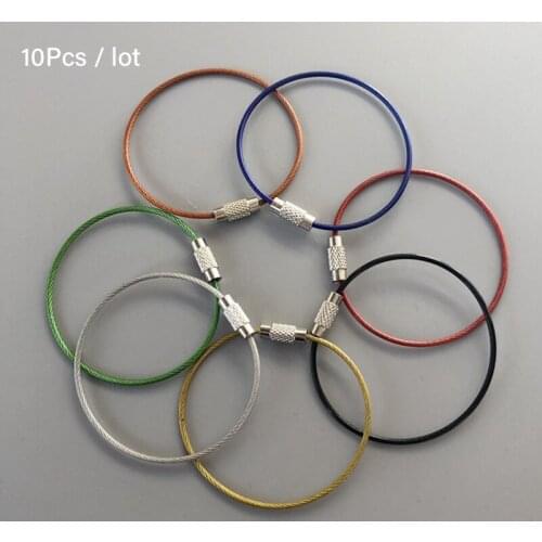 10Pcs Keychain Stainless Steel Carabiner Key Holder Outdoor Tools Wire Keyrings