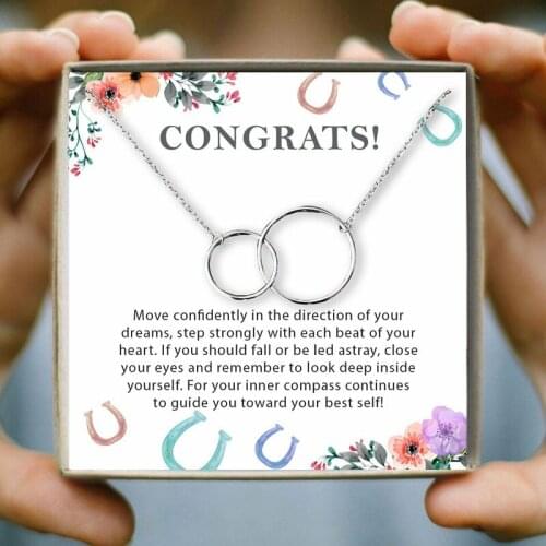 Infinity Interlock Chain Pendant Necklace Best Wishes to Child Student Happy Graduation Friendship Jewelry Best Friend Gift
