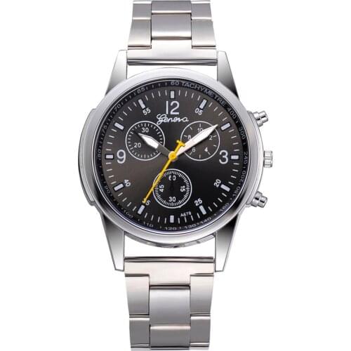 Geneva Men Watches Men Sports Watches Stainless Steel Belt Analog Quartz Wristwatch Mens Watches Relogio Masculino reloj hombre