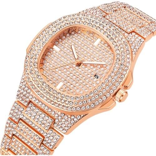 Women Watches Luxury Full Crystal Diamond Big Dial Analog Quartz Female Watch Gold Silver Rhinestone Womens Wrist Watch 2021