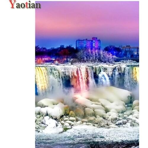 DIY Diamond Painting Modern city waterfall scenery 5D New Diamond Embroidery Crafts Wall Decor Diamond Mosaic Full Kit