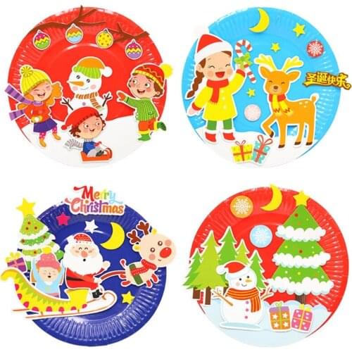 DIY Paper Plate Painting Christmas Children Handmade Paste Material Package Kindergarten Creative Paper Plate Painting