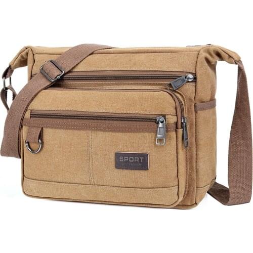 Canvas Crossbody Shoulder Bag Men Zipper Casual Travel Messenger Pack Male Shoulder Sling Working Bags Bookbag Briefcase