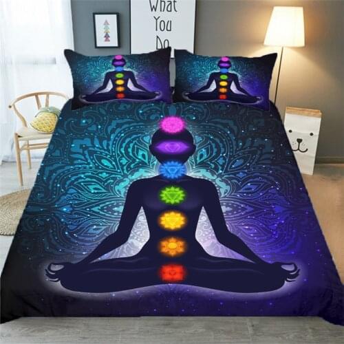Bedding Set 3D Printed Duvet Cover Bed Set Yoga Seven Chakras Buddha Home Textiles for Adults Bedclothes with Pillowcase #YJ04