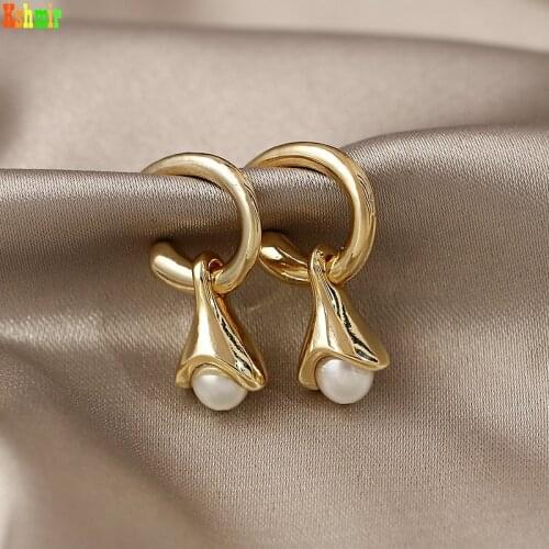 Kshmir New petal pearl earrings retro earrings in 2021 new tide earrings for women, fresh water pearl girl jewelry gifts