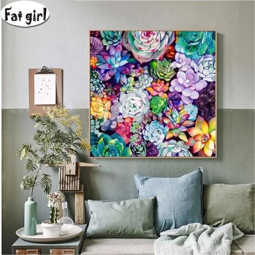 Full drill square Crystal Paintings Succulent Plant Diamond painting round 5d Diy diamond embroidery cross stitch Diamond Mosaic