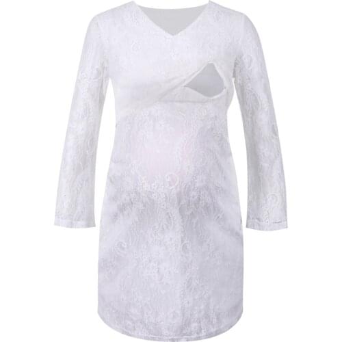 Summer Maternity Dress Pregnant Women Clothes Long Sleeve Sundress Maternity Breastfeeding Casual Lace Dress ropa embarazada