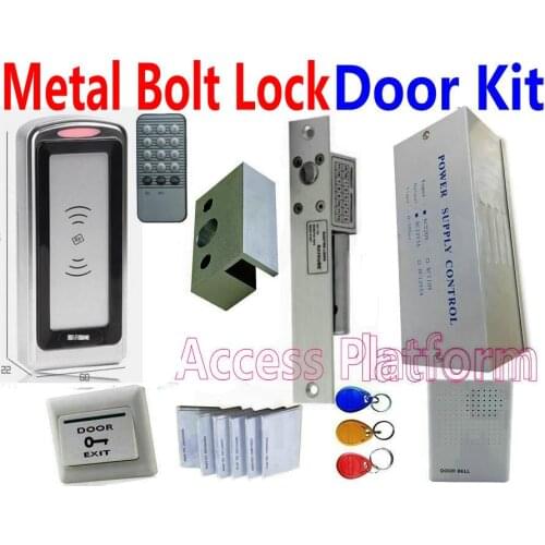Metal Case Reader+Electrical Bolt Lock Full Kit Access controller machine 2700 em id users + Pro ximty ID card or M1 IC Card kit