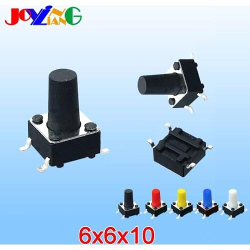 6x6x10MM Micro Switch Flat Pin Micro-move Key Switch Button Copper Foot Switches 10PCS/Lot
