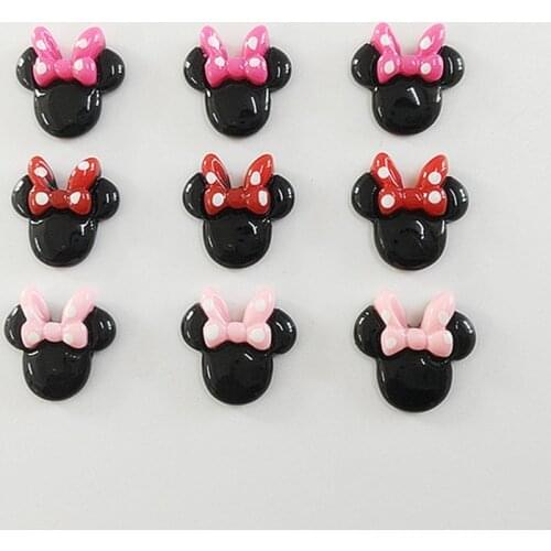 30pcs Cute Cartoon Bowknot Mouse Resin Ornament Color DIY Craft Supplies Phone Shell Patch Arts Kids Hair Accessories Materials