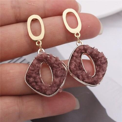 Fashion New Alloy Geometric Elliptical wool Drop Earrings for Women Brincos Vintage Earring Irregular Jewelry Girl Gift Earings