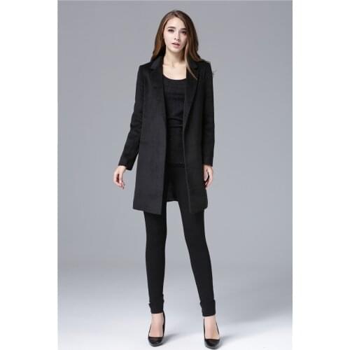 Cheap and Chic Celebrity All-match Woolen Medium Long Jacket