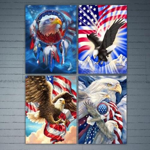 New 4 Pack Eagle 5D DIY Diamond Painting Kits Full Drill Rhinestone Embroidery Cross Stitch Home Decor