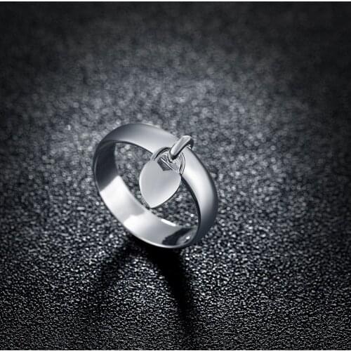 Charm 925 Silver Rings For Women heart lock size 6/7/8/9/10 Fashion LOVE Wedding Party Girl student gift high quality Jewelry