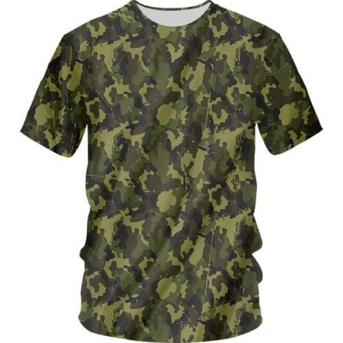 OGKB Men’s 3D Print Camouflage Shirt Short Sleeve O Neck T Shirt Casual Streetwear Outdoor Camo Tees Oversize Wholesale Clothing