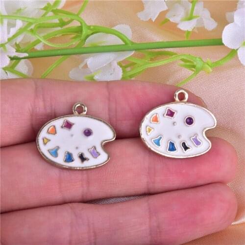 10pcs 21x18mm Paint Palette Enamel Metal Charms Earring Bracelet DIY Jewelry Making
