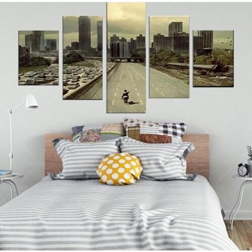 5 Pieces Poster Wall Art Photo Decor Panels Movie Walking Dead Abstract Pictures for Bedroom Living Room Library Office Home Dec