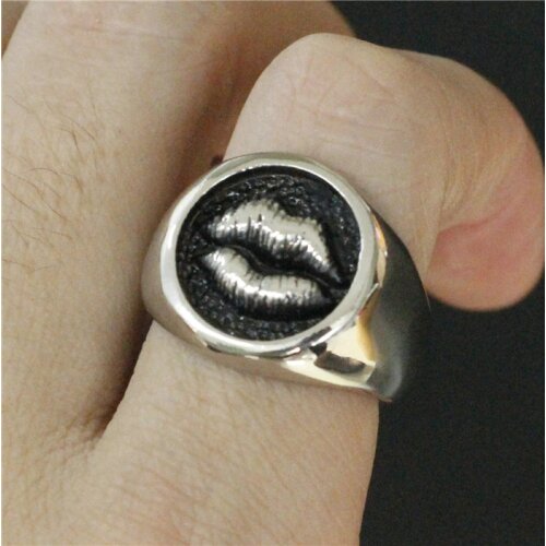 Size 7-13 Cool Fashion Lips Ring 316L Stainless Steel Women Mens Lips Style Sexy Lips Ring