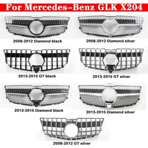 For Mercedes-Benz GLK X204 2008-2015 Car styling Middle grille ABS plastic Silver Black front bumper grill Auto Center Grille GT