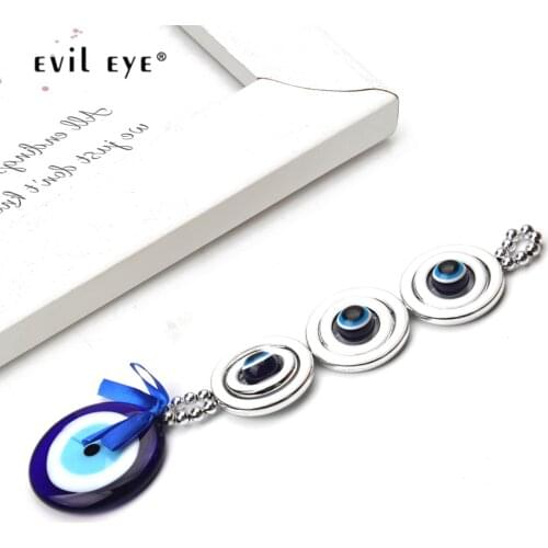 EVIL EYE Glass Blue Turkish Eye Pendant Wall Hanging Decor Key Chain Jewelry Decorations for Car Office Home Living Room EY1366